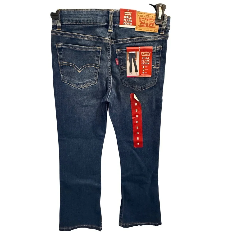 Levi Strauss & Co Girls Size 8 Jeans Bundle Flare‎ Blue Wide Leg Purple 2pk NWT
